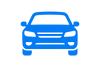 website icon for car in blue from front view